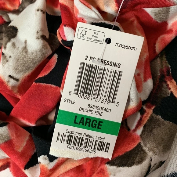 JM Collection women's size large floral maxi, orange, black and cream, n… - Picture 4 of 6